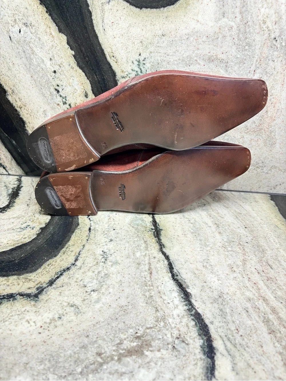 Santoni Fatte a Mano Burgundy Suede Chukka Boots Men’s 8.5 UK 9.5 US Italy